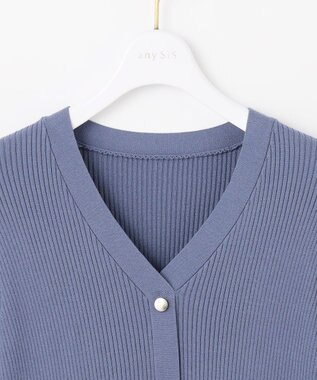 ANY SIS L シアーフリルペプラム ニット スモーキーブルー