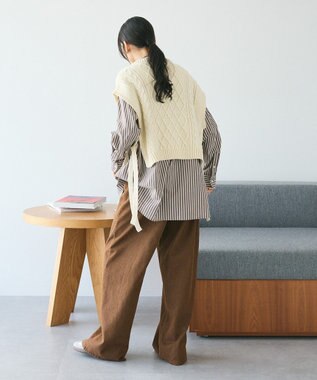 CRAFT STANDARD BOUTIQUE 洗える/2WAYケーブルニットリボンベスト Ivory