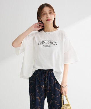 Green Parks 袖メッシュドッキングロゴプルオーバー Ivory