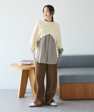 CRAFT STANDARD BOUTIQUE 洗える/2WAYケーブルニットリボンベスト Ivory