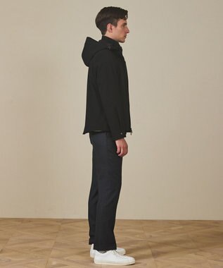 GOTAIRIKU 仕事で着られる【シワになりにくい/洗える/ストレッチ/吸水速乾】バブルテック フーデッドブルゾン ブラック系