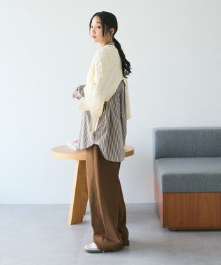 CRAFT STANDARD BOUTIQUE 洗える/2WAYケーブルニットリボンベスト Ivory