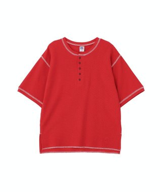 AMERICAN HOLIC 【RUSSELL】ワッフルヘンリーTシャツ Red
