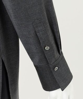 23区 L 【R(アール)】ウールトロストレッチ ピンタックブラウス チャコールグレー系