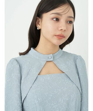 earth music&ecology ＳＥＴ２点ジャガードボレロ＋ワンピース Grayish Blue