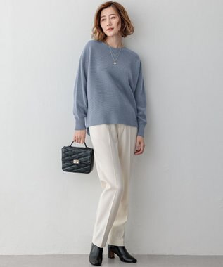 23区 【洗える】ラメウール ドルマンスリーブ ニット サックスブルー系