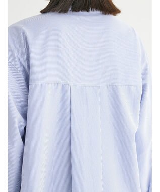 Green Parks レイヤードアソート柄シャツチュニック Stripe Blue