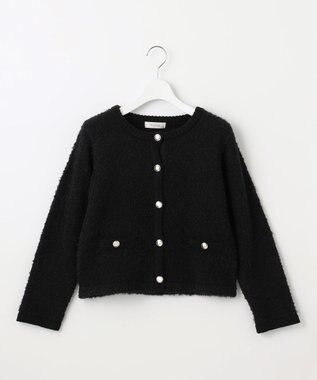 Feroux 【洗える】ブークレー ニットジャケット ブラック系