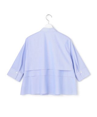 ICB L 【先行予約】クリーンタフタ レイヤードディテール クロップドシャツ ブルーストライプ