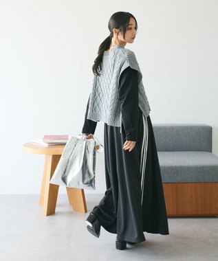 CRAFT STANDARD BOUTIQUE 洗える/2WAYケーブルニットリボンベスト Gray