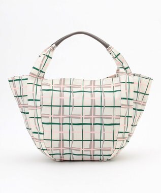 Y'SACCS 総柄プリントミニトートバッグ グレージュ（チェック柄）