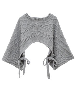 CRAFT STANDARD BOUTIQUE 洗える/2WAYケーブルニットリボンベスト Gray