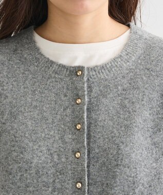 Green Parks 金釦コンパクトニットカーディガン Gray Mixture