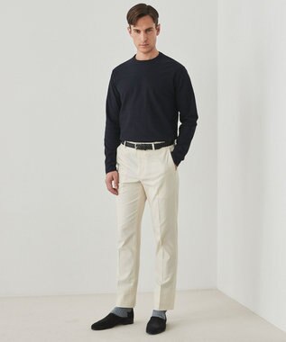 GOTAIRIKU ジャケットのインナーに最適【WEB&一部店舗限定】キレイ目 鹿の子 ビズ長袖Tシャツ ネイビー系