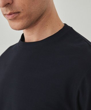 GOTAIRIKU ジャケットのインナーに最適【WEB&一部店舗限定】キレイ目 鹿の子 ビズ長袖Tシャツ ネイビー系