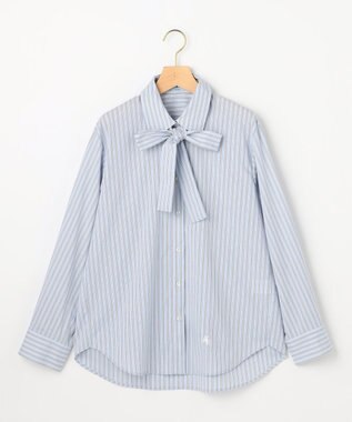 組曲 S 【加藤ローサさん着用】コットンタッチシャーティングボウタイ付き シャツ ブルー系1