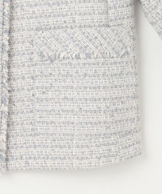 ANY SIS L ツイードノーカラーミドル ジャケット グレーミックス