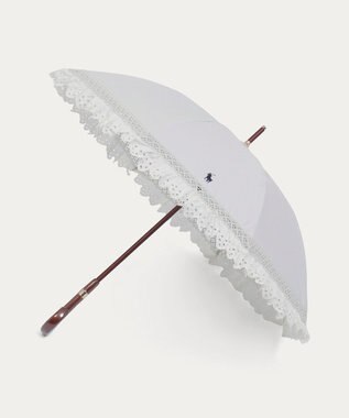MOONBAT 【遮光/晴雨兼用日傘】POLO RALPH LAUREN(ポロ ラルフローレン) エンブフリル 長傘 遮熱 UV オフホワイト