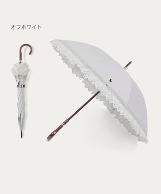 MOONBAT 【遮光/晴雨兼用日傘】POLO RALPH LAUREN(ポロ ラルフローレン) エンブフリル 長傘 遮熱 UV オフホワイト
