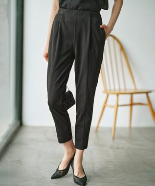 組曲 【接触冷感・吸湿冷感・UVカット】スタイルアップジャージー パンツ ブラック系