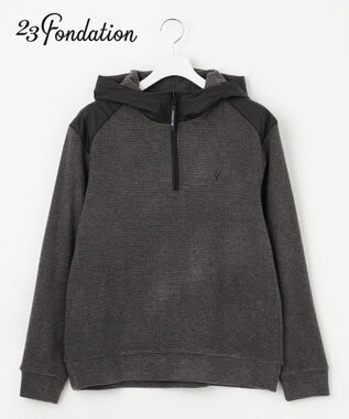 23区GOLF 【23Fondation/MEN】【吸湿発熱】ワッフルジャガード ハーフジップ グレー系