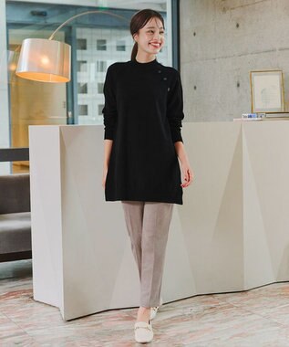 Tiaclasse 【洗える】スエードポンチテーパードパンツ グレージュ