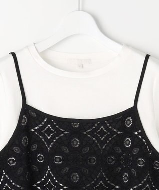 自由区 レースコンビ Tシャツ オフ×ブラック