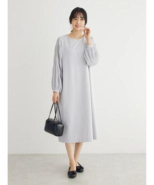 Green Parks マジョリカ袖ドッキングワンピース Gray