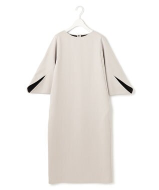 ICB L 【洗える】 ダブルフェイスクレープ ドルマンスリーブワンピース トープ系（裏面ブラック）