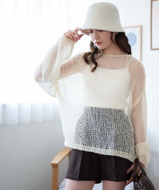 WEGO モヘアライクニットプルオーバー ホワイトアイボリー