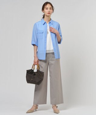 J.PRESS LADIES 【セットアップ対応・洗える・撥水】コットンFITTY ストレート パンツ ベージュ系1