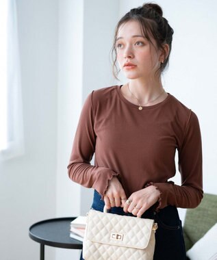 WEGO ソフトタッチクルーネックロンT ブラウンその他