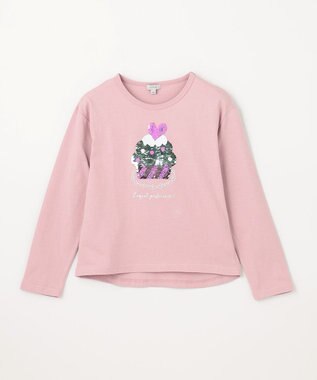 ANY KIDS ミラクルスパンコール 長袖 Ｔシャツ ピンク×ケーキ