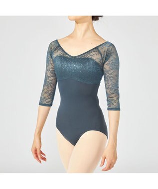 Chacott 6分袖レオタード ボトルグリーン