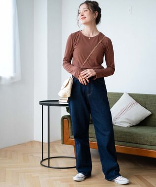 WEGO ソフトタッチクルーネックロンT ブラウンその他