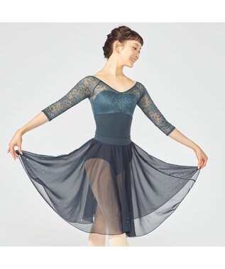 Chacott 6分袖レオタード ボトルグリーン