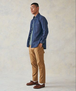 J.PRESS MEN デニムルックツイルシャツ/B.D ネイビー系