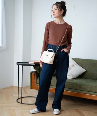 WEGO ソフトタッチクルーネックロンT ブラウンその他