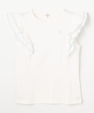 組曲 KIDS 【150-160㎝】 フルールフリルTシャツ オフホワイト