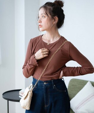 WEGO ソフトタッチクルーネックロンT ブラウンその他