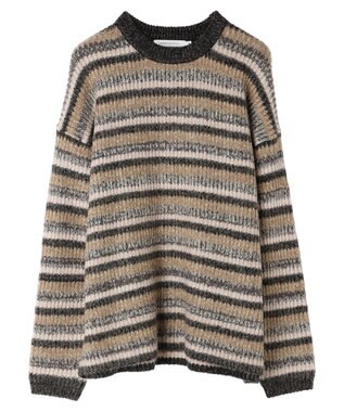 AMERICAN HOLIC グラデーションボーダーニットプルオーバー Black