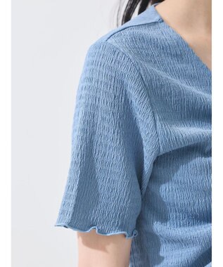 earth music&ecology ポコポコギャザードロストプルオーバー Grayish Blue