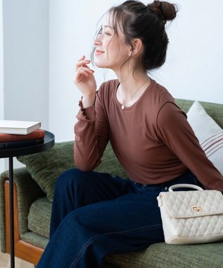 WEGO ソフトタッチクルーネックロンT ブラウンその他