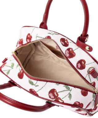 Maison de FLEUR チェリー柄ゴブランボストンバッグ Red