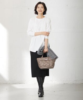 J.PRESS LADIES 【吸水速乾】プレーティングジャージー シャツテール カットソー ホワイト系