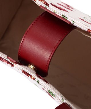 Maison de FLEUR チェリー柄ゴブランスクエアトートバッグ Red