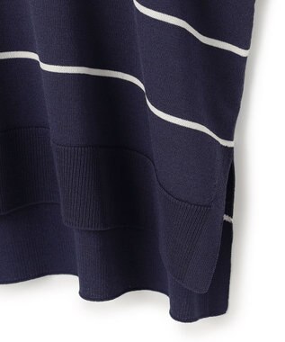 UNFILO L スゴ機能美ニット ハーフスリーブ ネイビーボーダー
