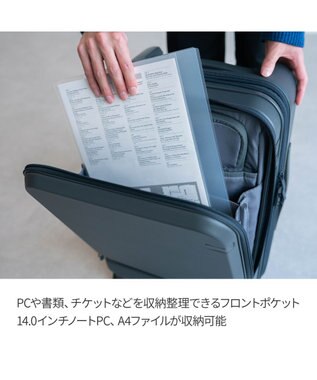 ACE BAGS & LUGGAGE ace. トルク スーツケース 40/48L 機内持込 A4/14.0インチPC収納  ガーメントケース付 09091 トルク ジェットブラック