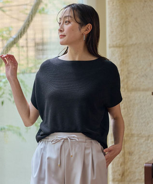 ANY 【新色追加/14色展開】アクリルガーターフレンチスリーブニット ブラック