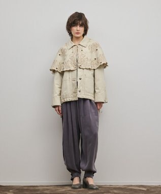 GRACE CONTINENTAL ケープ付カバーオールジャケット ベージュ